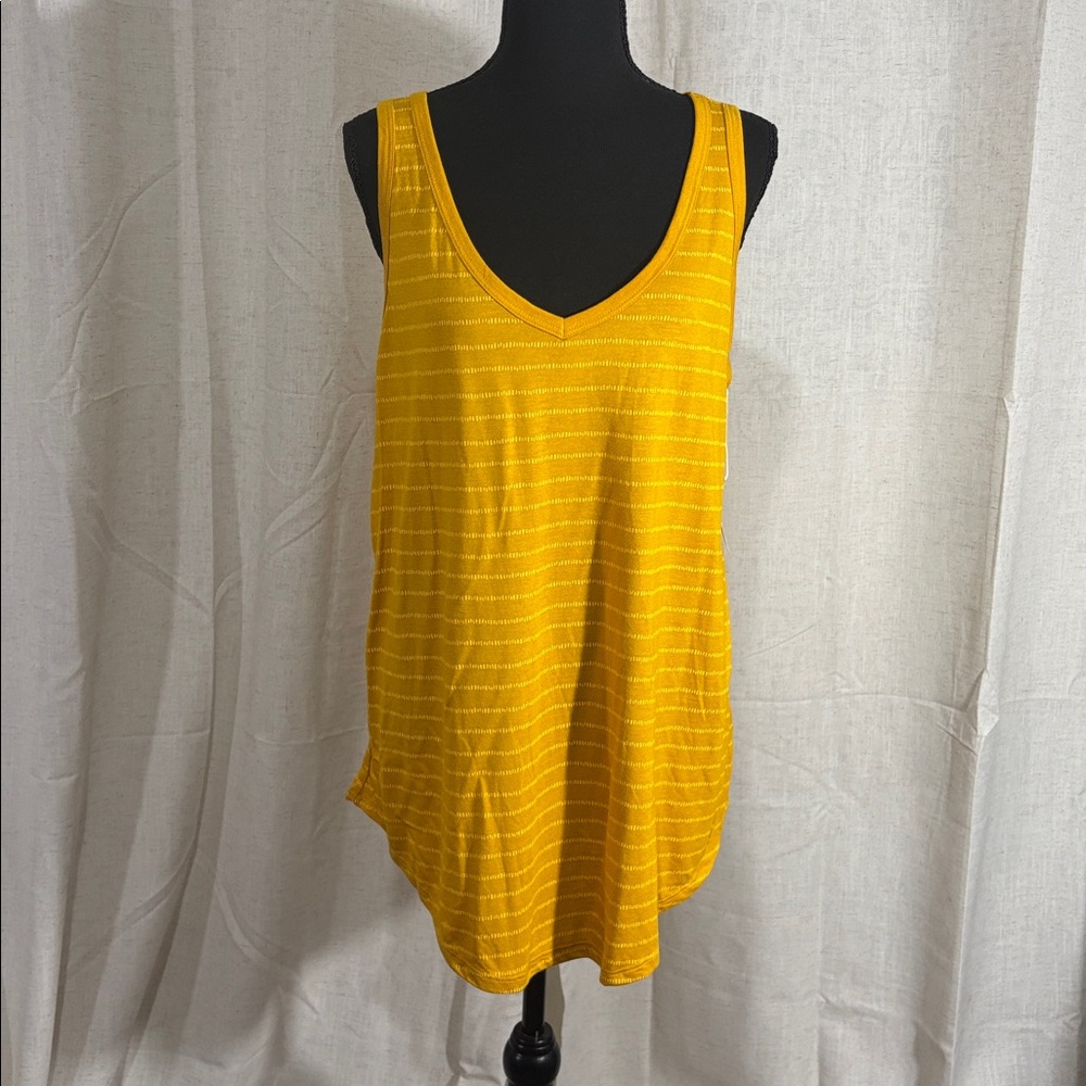 a.n.a Mustard Yellow V-Neck Sleeveless Striped Tank Top
